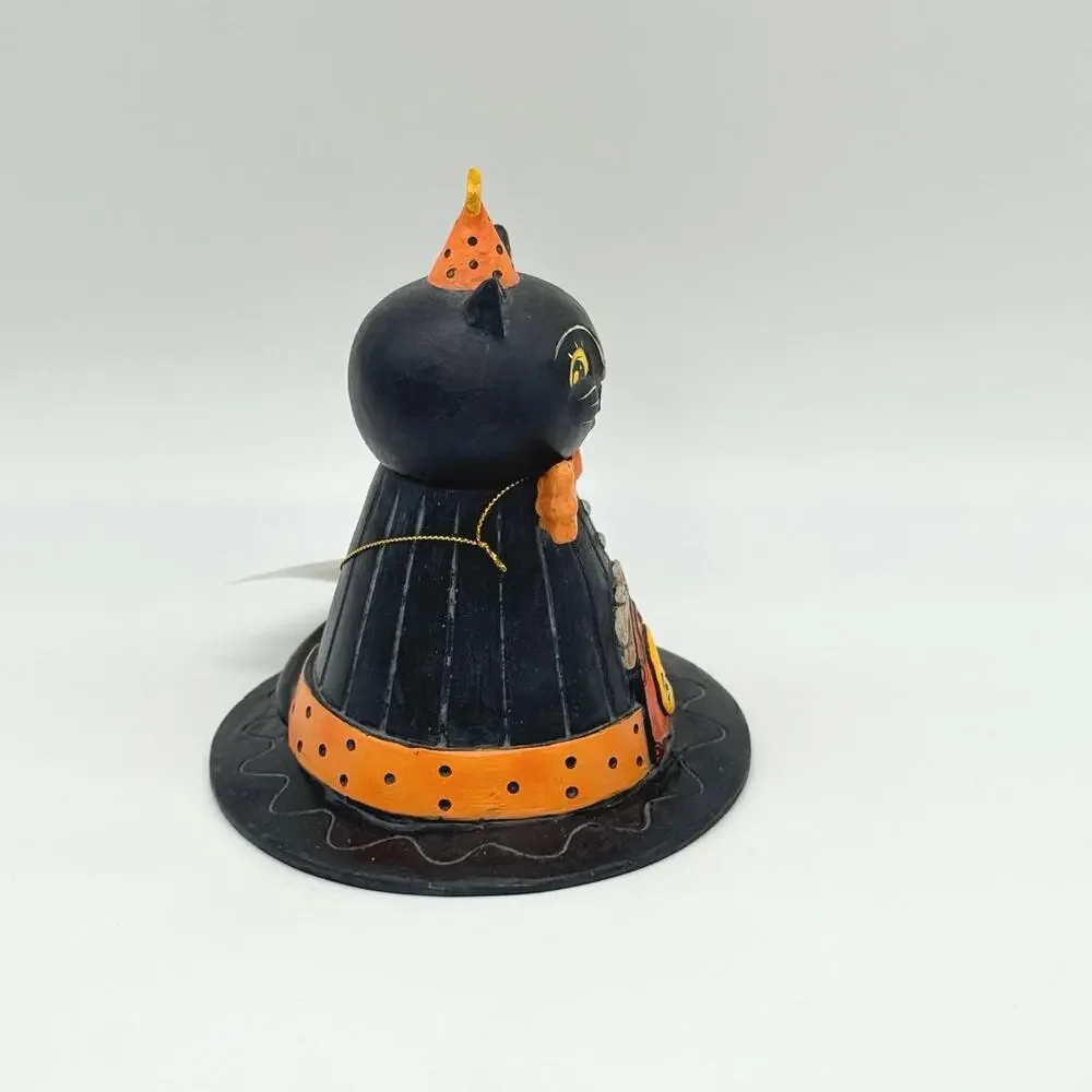 Bethany Lowe Johanna Parker Hocus Purrocus Black Cat Hat Container Halloween NEW